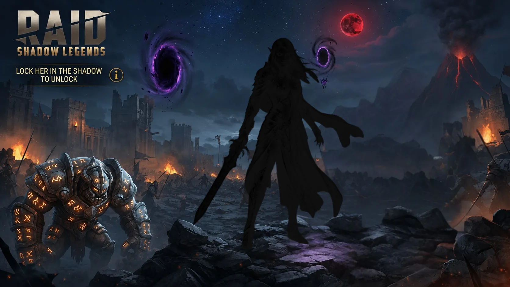 A ruined Telerian fortress under a blood moon